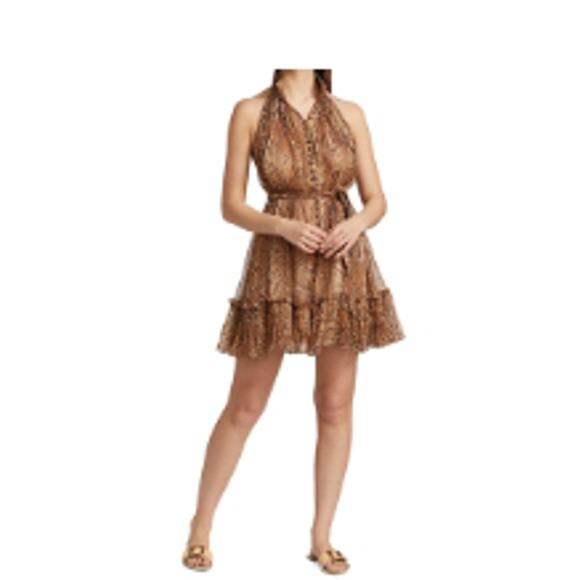 ZIMMERMANN Wild Botanica Smock Dress In Gold Python Size 6 - Picture 1 of 14